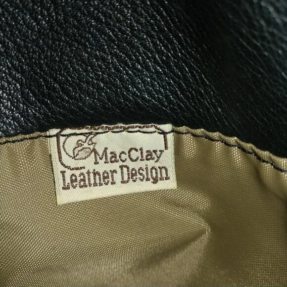 Mac Clay Leather Design: Tan/Black Leather Convertible Backpack/Shoulder Bag - Picture 14 of 14